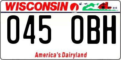 WI license plate 045OBH