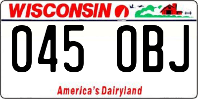 WI license plate 045OBJ
