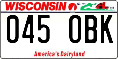 WI license plate 045OBK