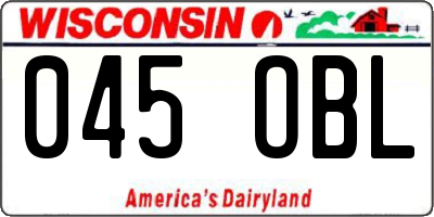 WI license plate 045OBL