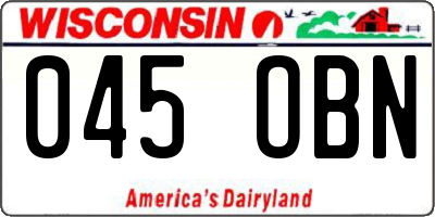 WI license plate 045OBN