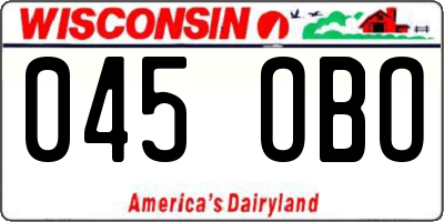 WI license plate 045OBO
