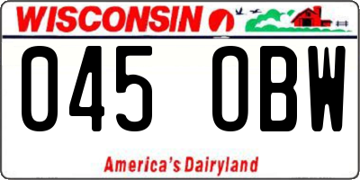 WI license plate 045OBW