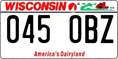 WI license plate 045OBZ