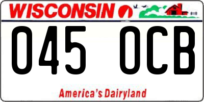 WI license plate 045OCB