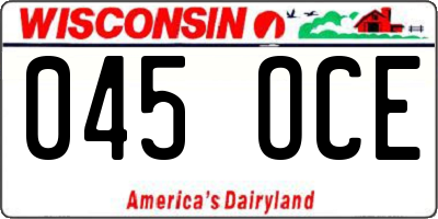 WI license plate 045OCE