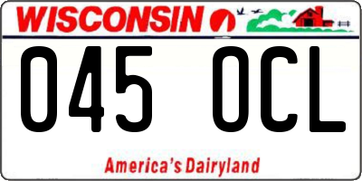 WI license plate 045OCL