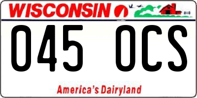 WI license plate 045OCS