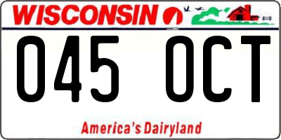 WI license plate 045OCT