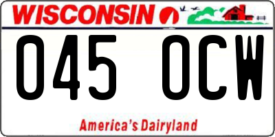 WI license plate 045OCW