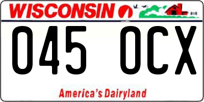 WI license plate 045OCX