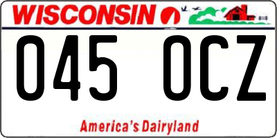 WI license plate 045OCZ