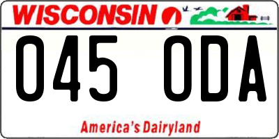 WI license plate 045ODA