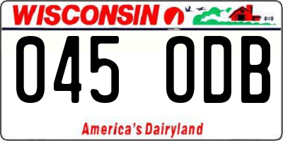 WI license plate 045ODB