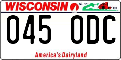 WI license plate 045ODC