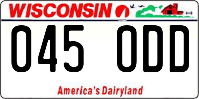 WI license plate 045ODD