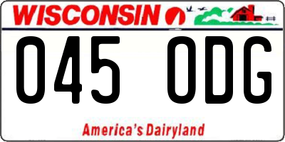 WI license plate 045ODG