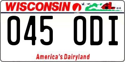 WI license plate 045ODI