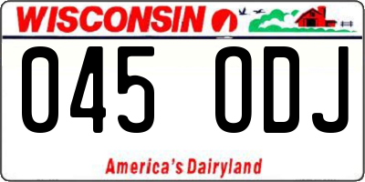 WI license plate 045ODJ
