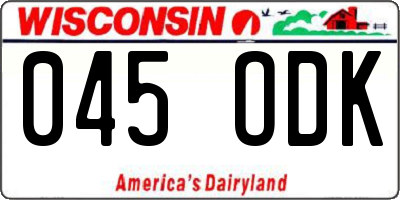 WI license plate 045ODK