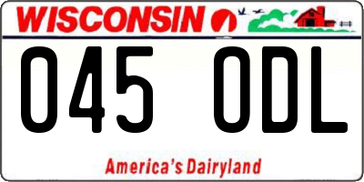 WI license plate 045ODL