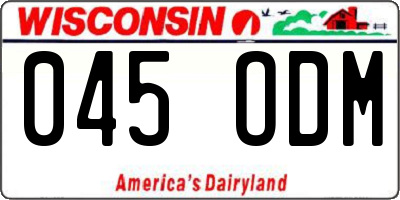 WI license plate 045ODM