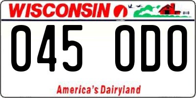 WI license plate 045ODO