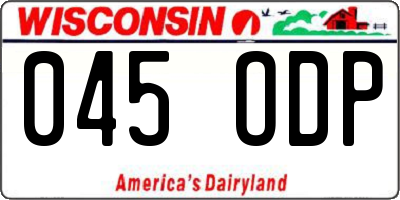 WI license plate 045ODP