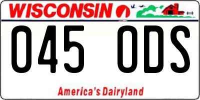 WI license plate 045ODS