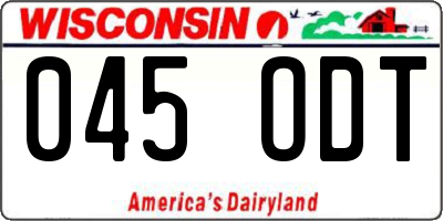 WI license plate 045ODT