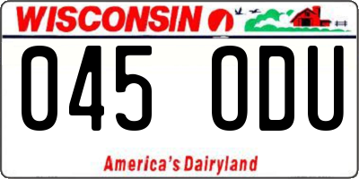 WI license plate 045ODU