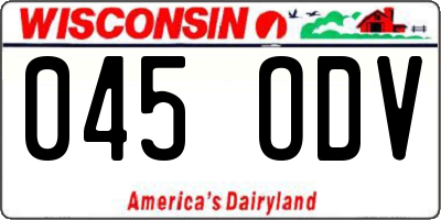 WI license plate 045ODV