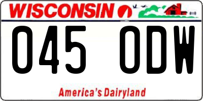 WI license plate 045ODW