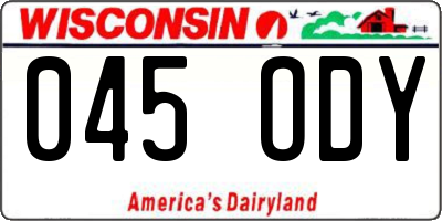 WI license plate 045ODY