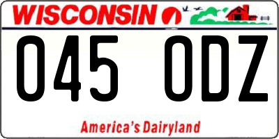 WI license plate 045ODZ