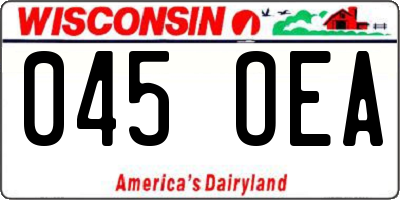 WI license plate 045OEA