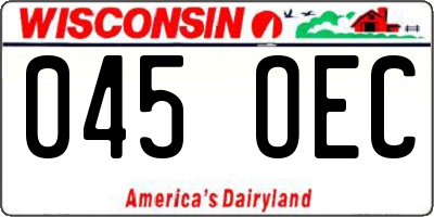 WI license plate 045OEC