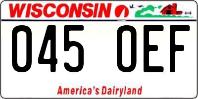 WI license plate 045OEF