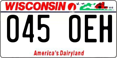 WI license plate 045OEH
