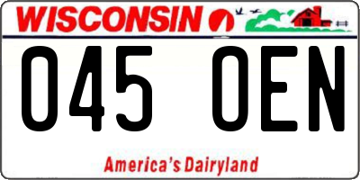WI license plate 045OEN
