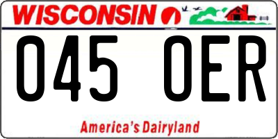 WI license plate 045OER