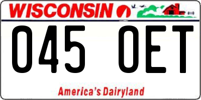 WI license plate 045OET