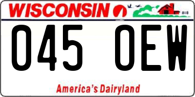 WI license plate 045OEW