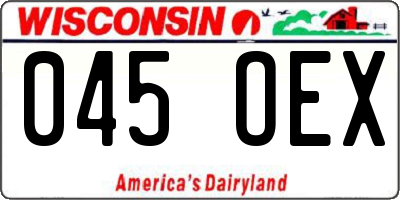 WI license plate 045OEX