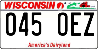WI license plate 045OEZ