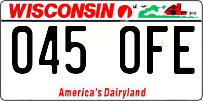 WI license plate 045OFE