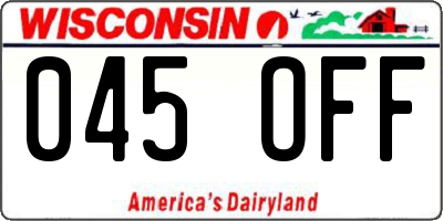 WI license plate 045OFF