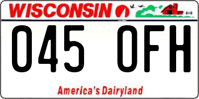 WI license plate 045OFH