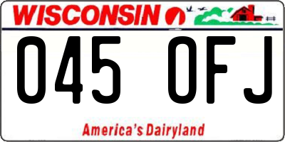 WI license plate 045OFJ