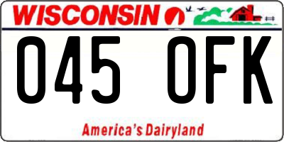 WI license plate 045OFK